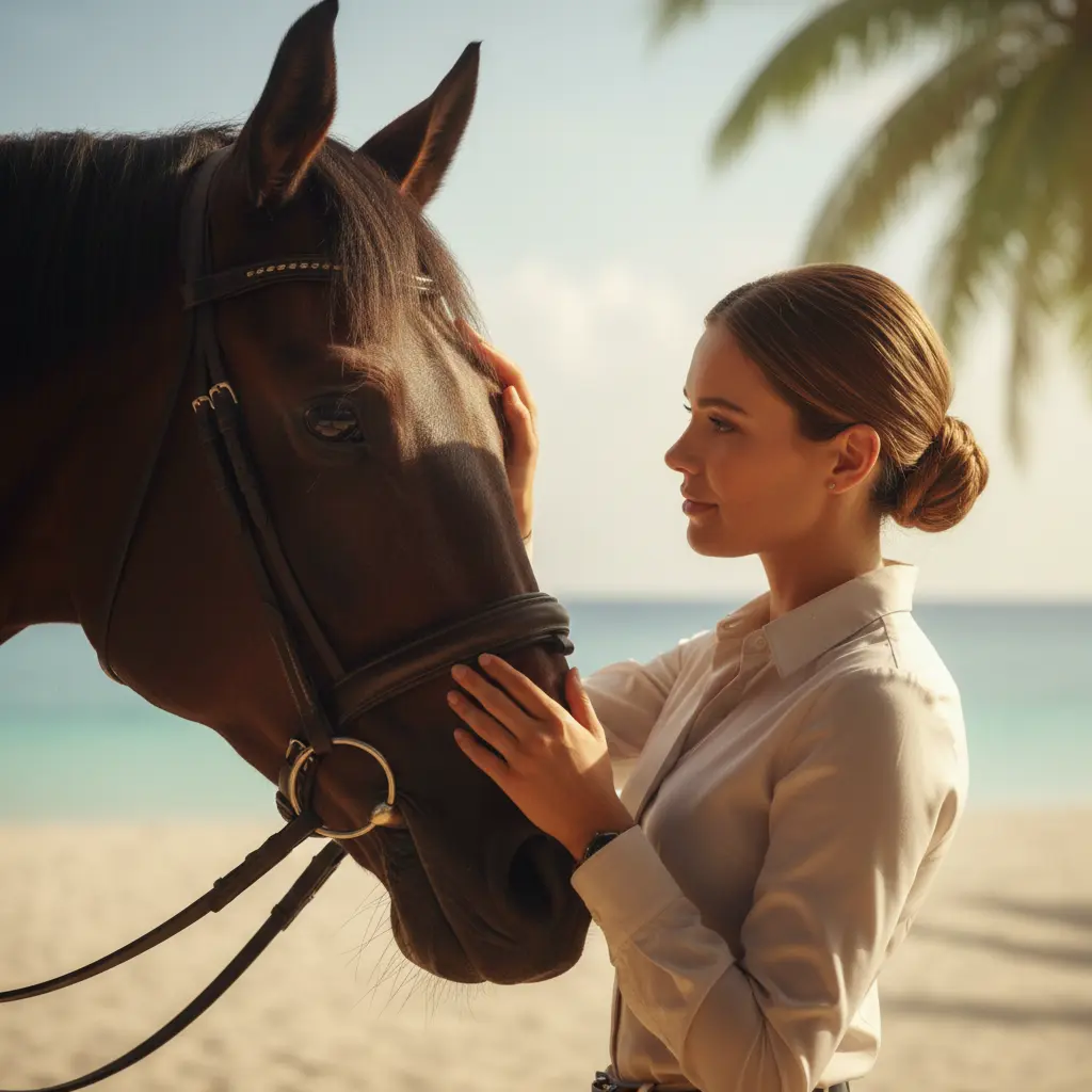 Horse near open field